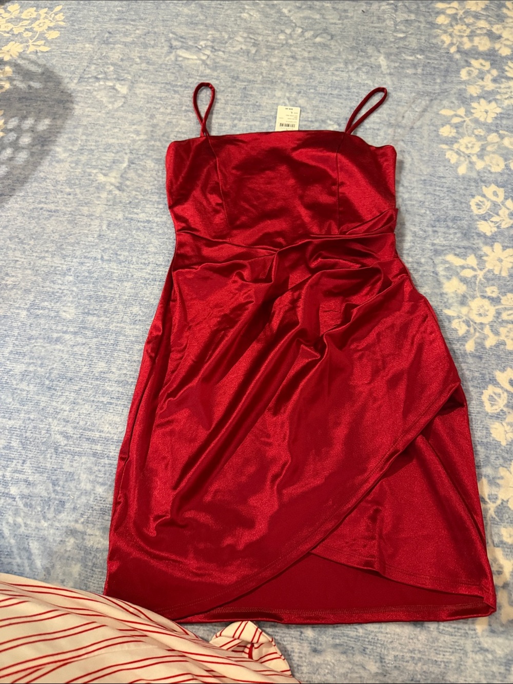 Windsor Red Satin Mini Dress with Spaghetti Straps